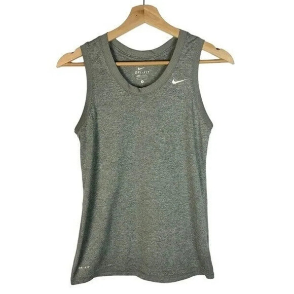 Nike Dri-Fit Light Gray Scoop Neck Muscle Athletic Tank Top S - Picture 1 of 3